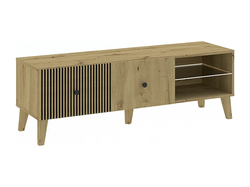 Meuble TV BERLIN 135 cm 1 Porte - 1 Niche Chêne