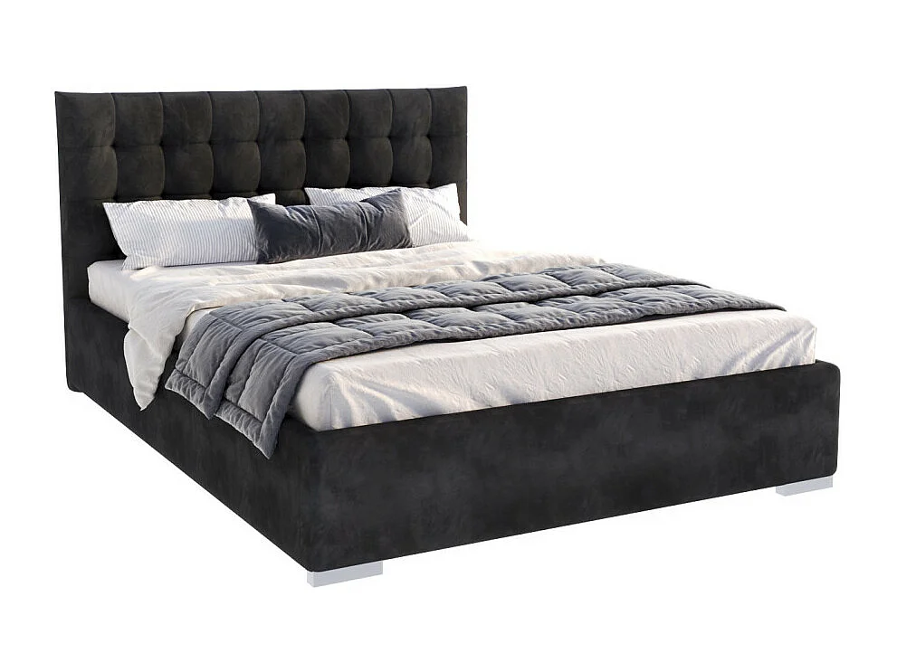 Lit coffre LUCERNO 160 x 200 cm avec sommier à lattes relevable Noir