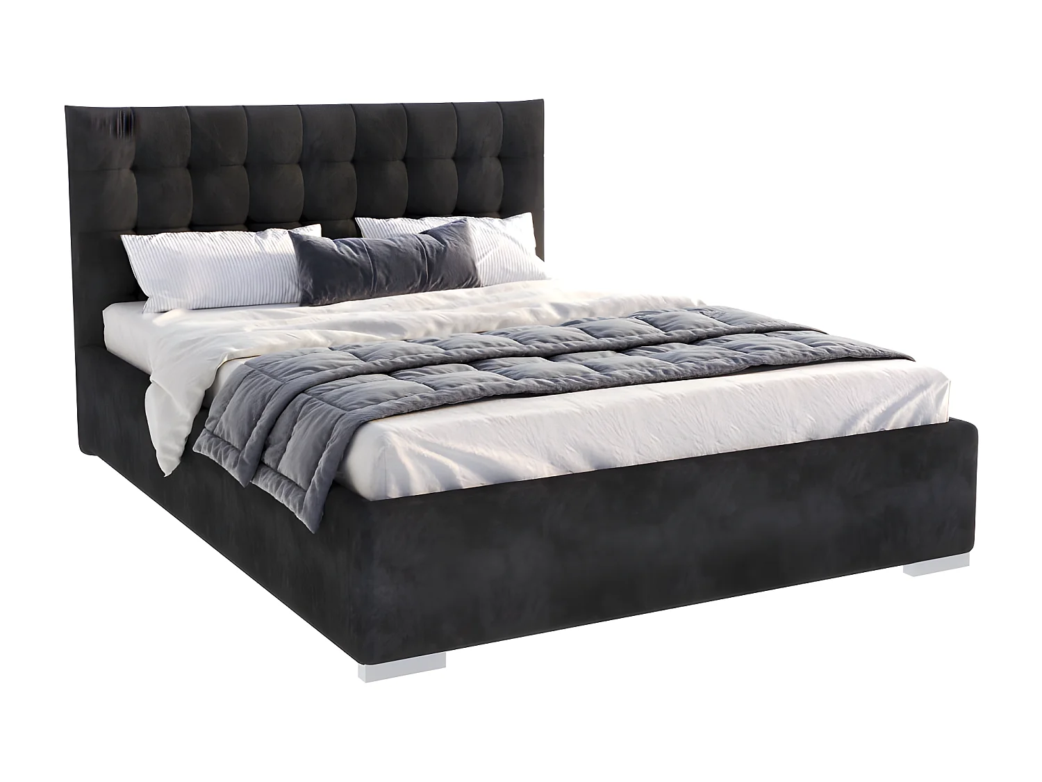 Lit coffre LUCERNO 140 x 200 cm avec sommier à lattes relevable Noir