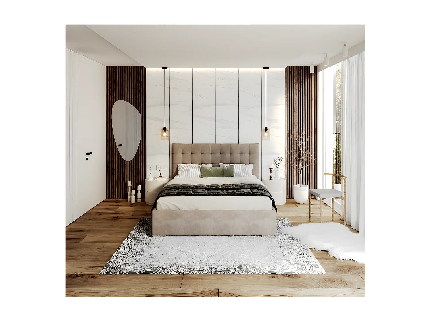 Lit coffre LUCERNO 140 x 200 cm avec sommier à lattes relevable Taupe