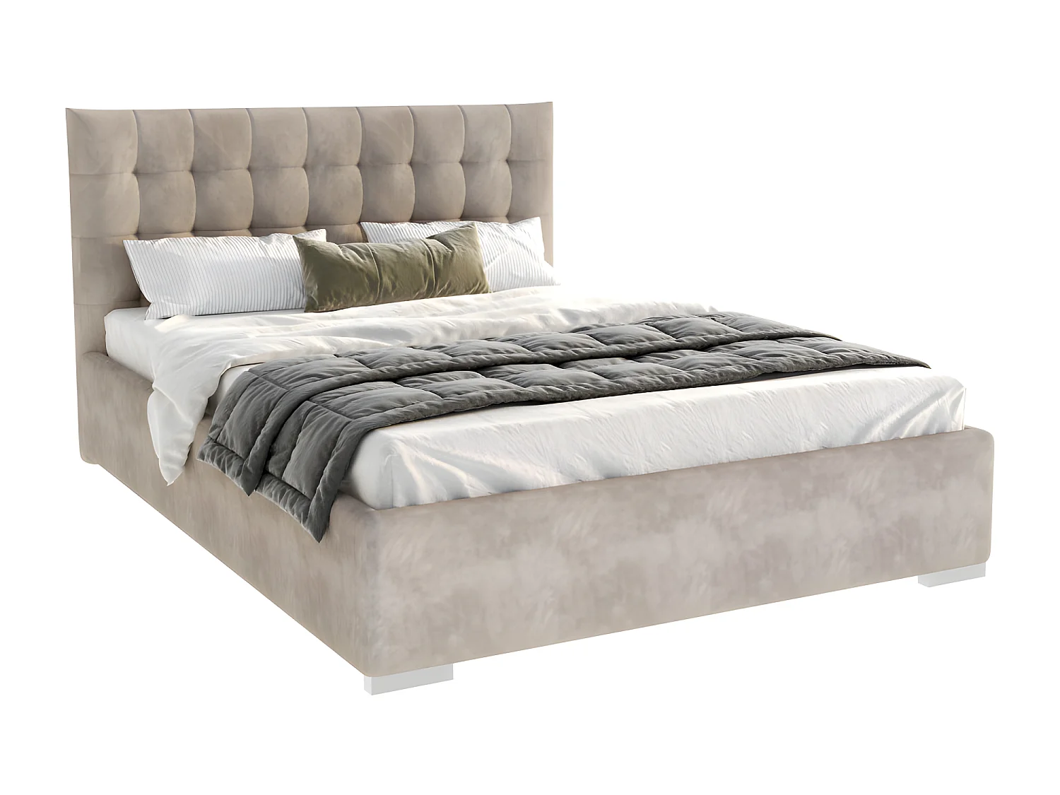 Lit coffre LUCERNO 140 x 200 cm avec sommier à lattes relevable Taupe
