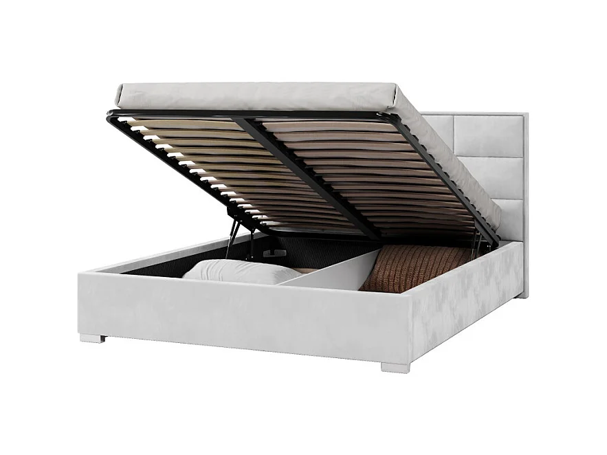 Lit coffre APOLLO 160 x 200 cm avec sommier à lattes relevable Blanc