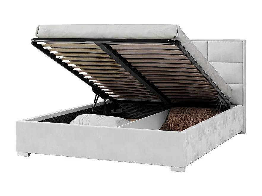 Lit coffre APOLLO 160 x 200 cm avec sommier à lattes relevable Blanc