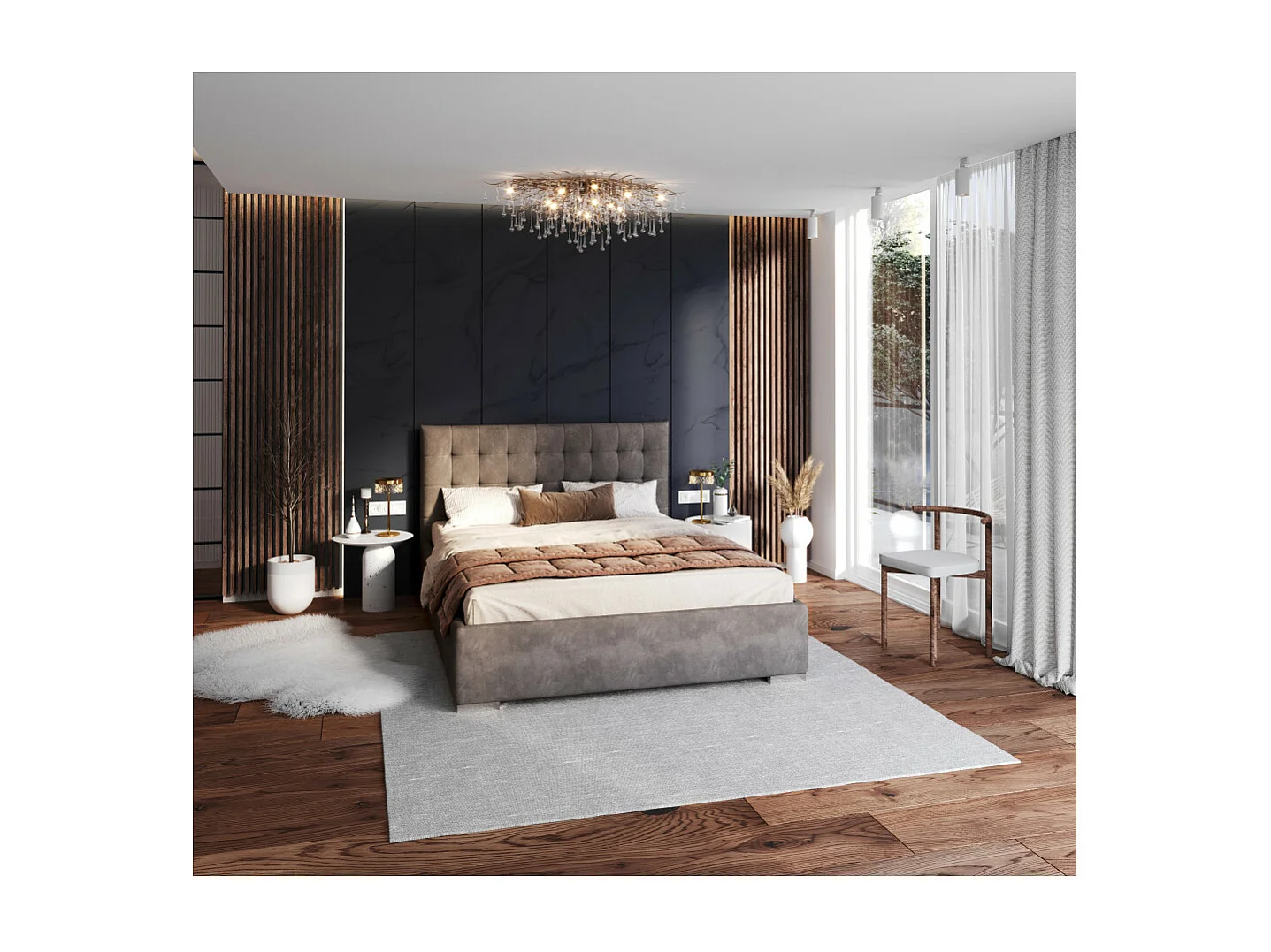 Lit coffre LUCERNO 160 x 200 cm avec sommier à lattes relevable Gris Foncé