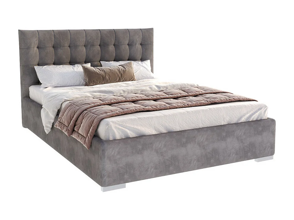 Lit coffre LUCERNO 160 x 200 cm avec sommier à lattes relevable Gris Foncé