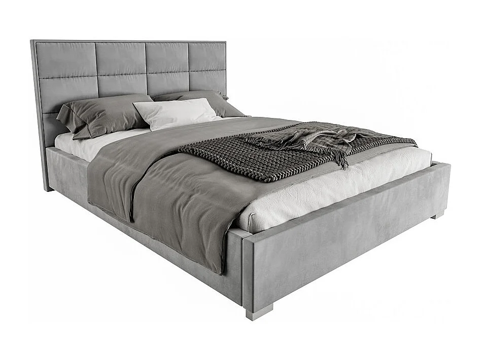 Lit coffre APOLLO 140 x 200 cm avec sommier à lattes relevable Gris Clair