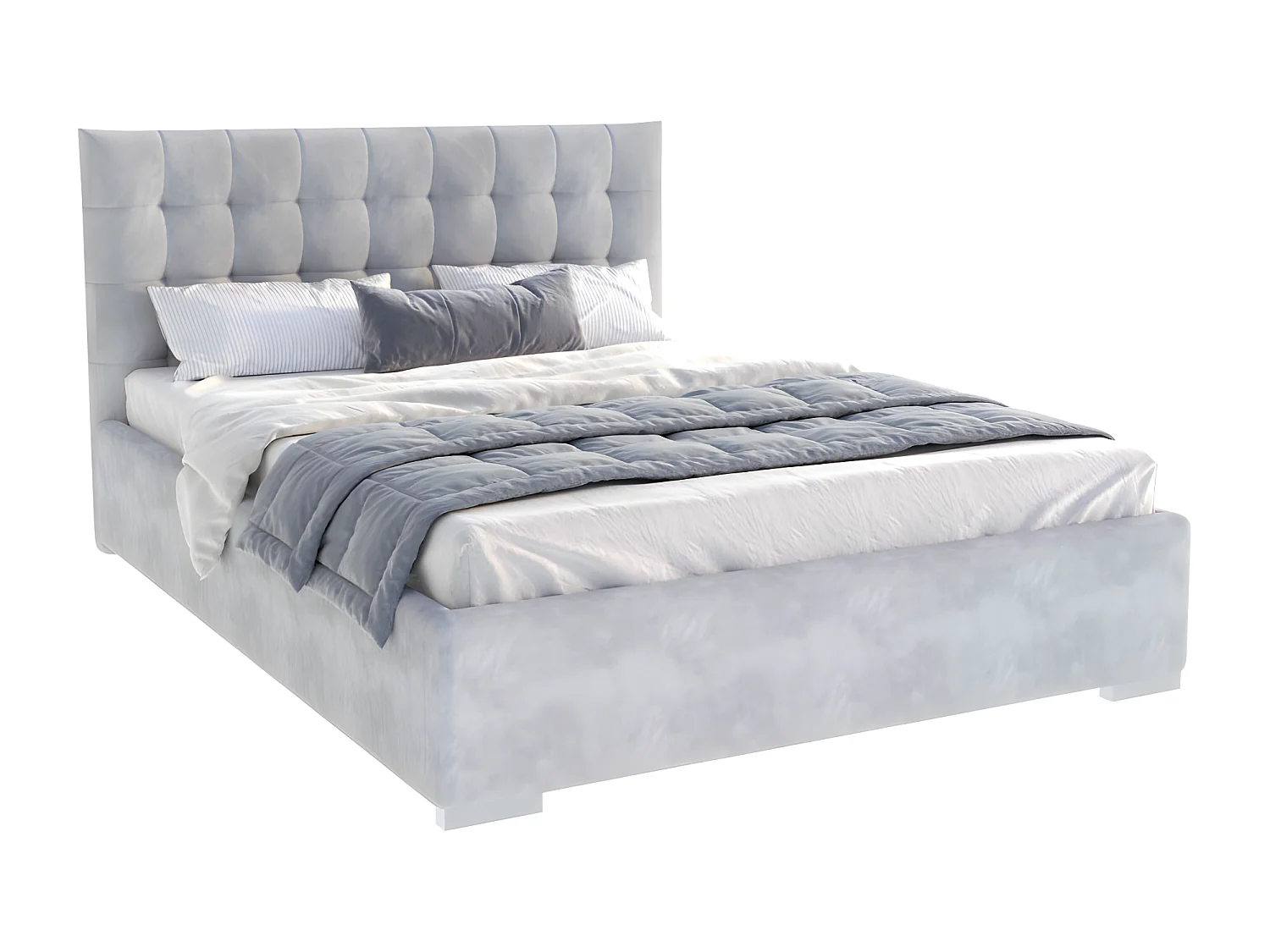 Lit coffre LUCERNO 140 x 200 cm avec sommier à lattes relevable Gris Clair