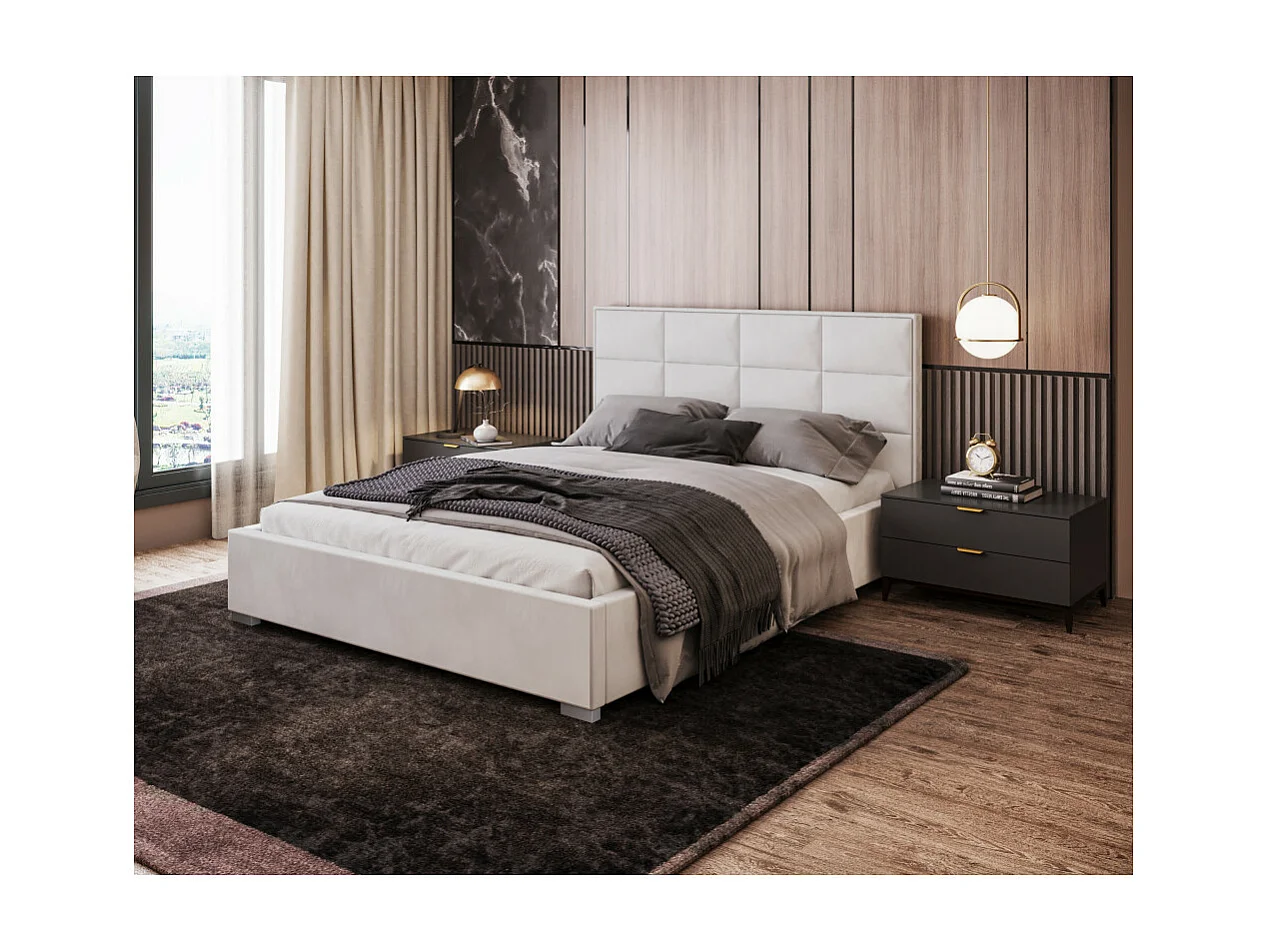 Lit coffre APOLLO 140 x 200 cm avec sommier à lattes relevable Blanc