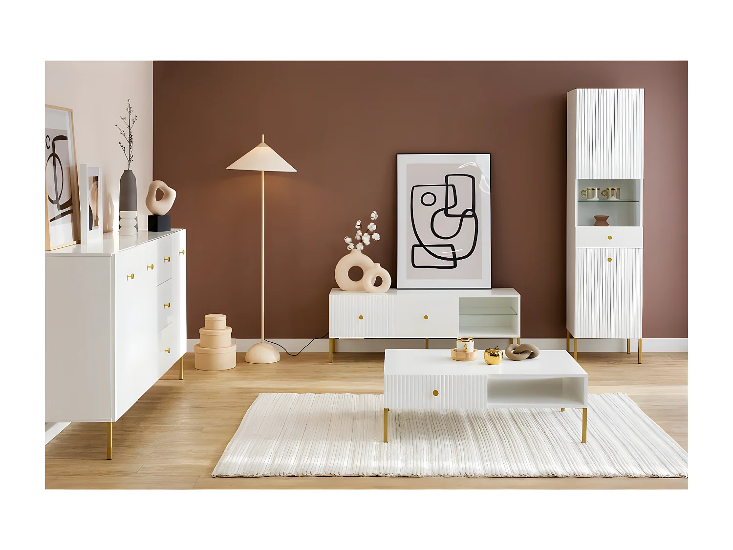 TABLE BASSE VIENA Blanc - Doré