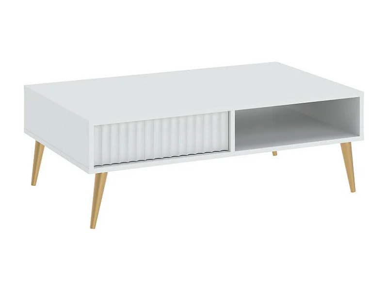 Table basse BARCELONA - 1 Tiroir - 1 Niche Blanc
