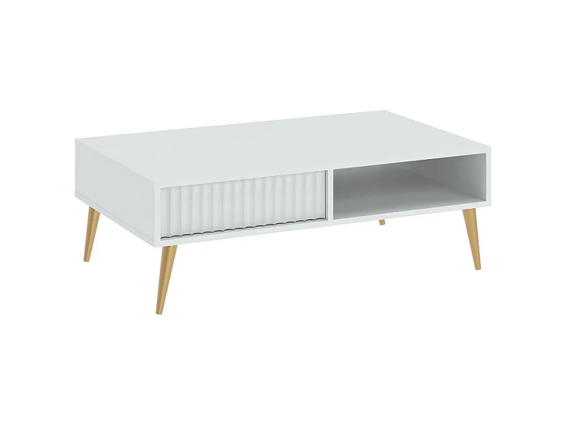 Table basse BARCELONA - 1 Tiroir - 1 Niche Blanc