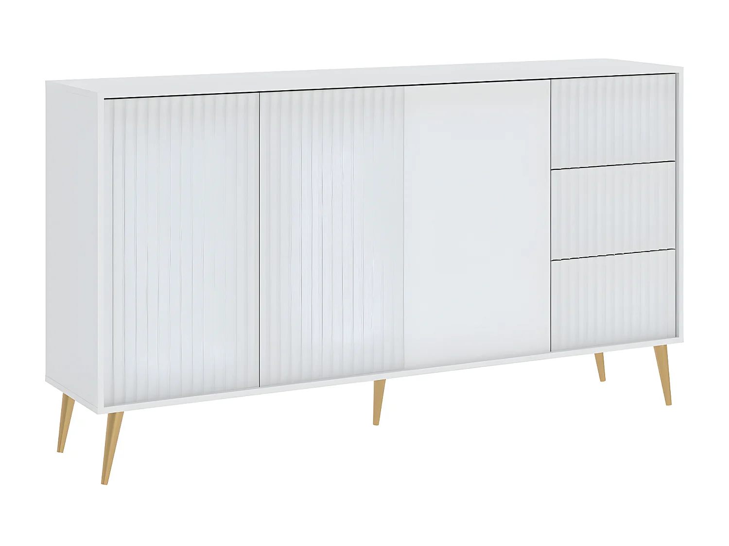 Buffet bas BARCELONA 3 Portes - 3 Tiroirs Blanc