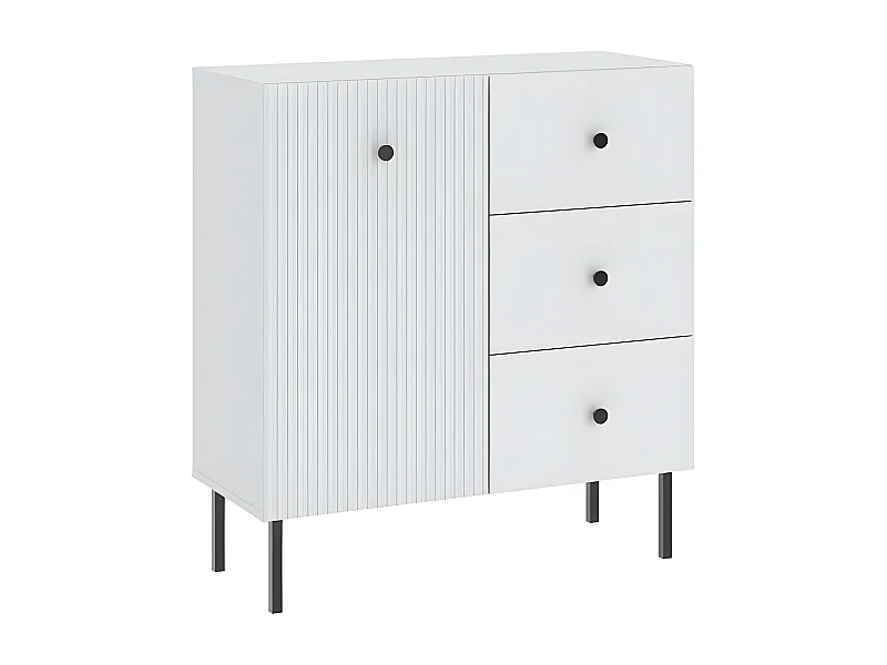 Buffet VIENA 1 Portes - 3 Tiroirs Blanc - Noir