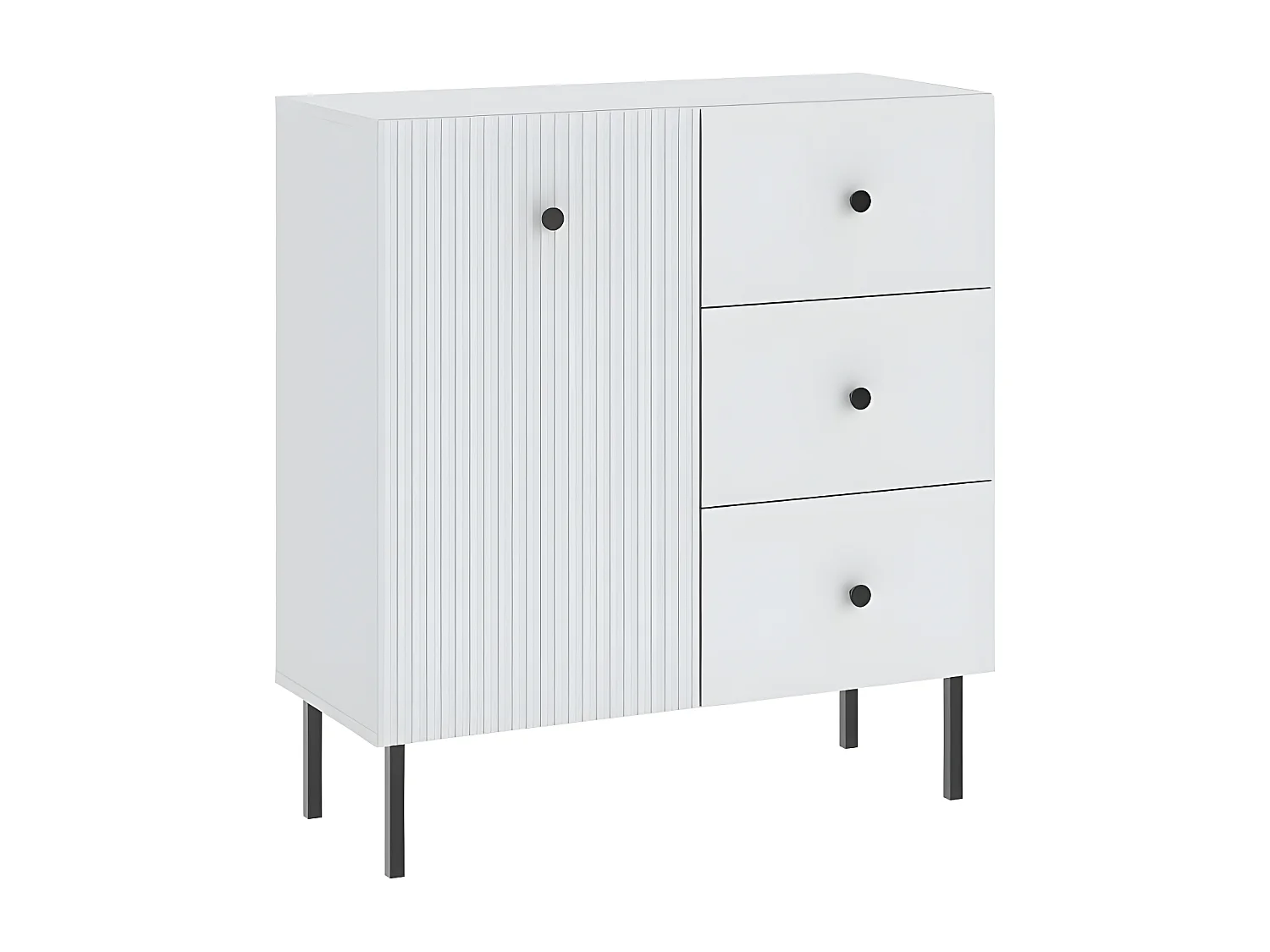 Buffet VIENA 1 Portes - 3 Tiroirs Blanc - Noir