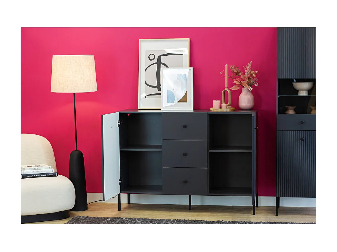 BUFFET BAS VIENA 2 Portes - 3 Tiroirs Gris