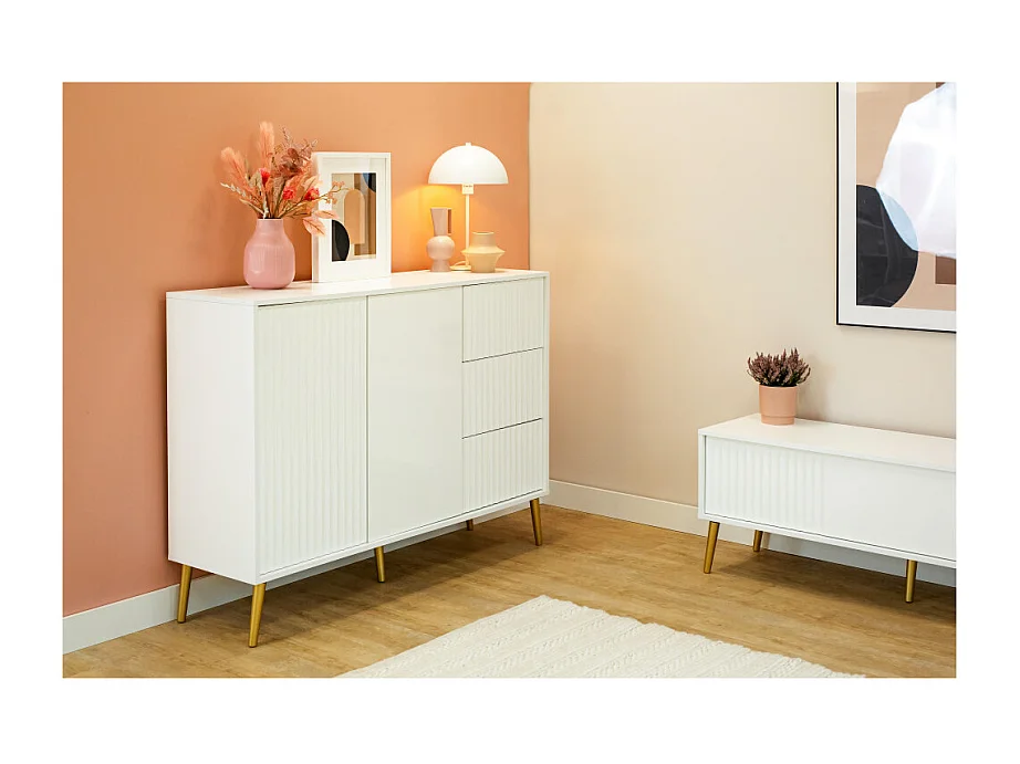 Buffet bas BARCELONA 2 Portes - 3 Tiroirs Blanc