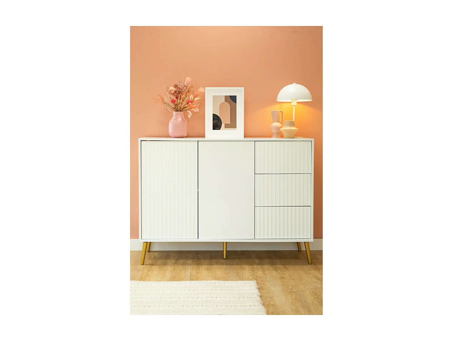 Buffet bas BARCELONA 2 Portes - 3 Tiroirs Blanc