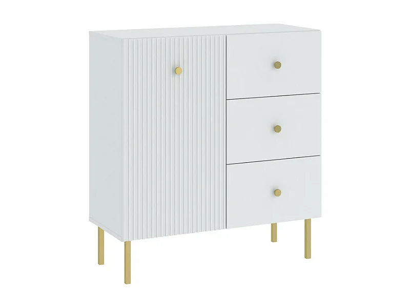 Buffet VIENA 1 Portes - 3 Tiroirs Blanc - Doré