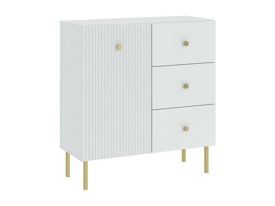 Buffet VIENA 1 Portes - 3 Tiroirs Blanc - Doré