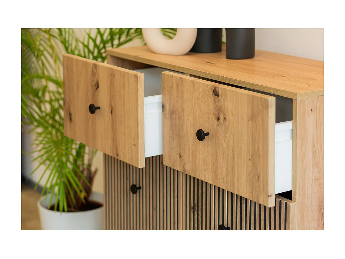 Buffet BERLIN 2 Portes - 2 Tiroirs - 90 cm Chêne