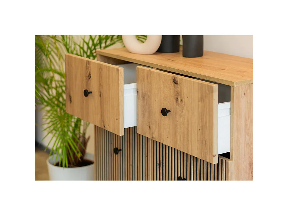 Buffet BERLIN 2 Portes - 2 Tiroirs - 90 cm Chêne