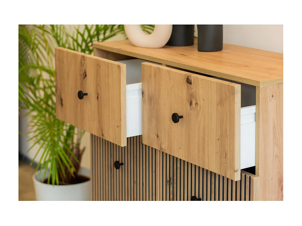 Buffet BERLIN 2 Portes - 2 Tiroirs - 90 cm Chêne