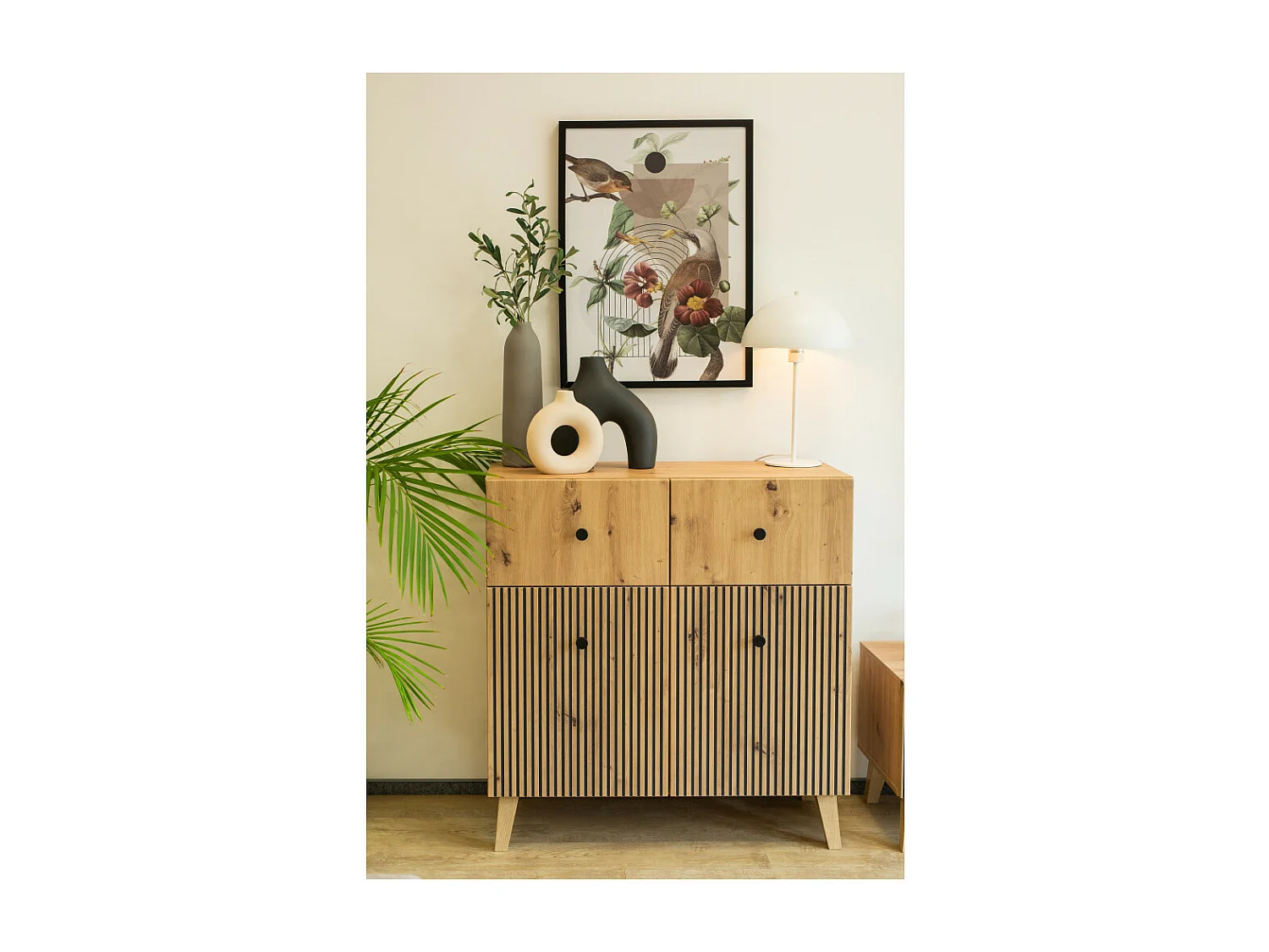 Buffet BERLIN 2 Portes - 2 Tiroirs - 90 cm Chêne