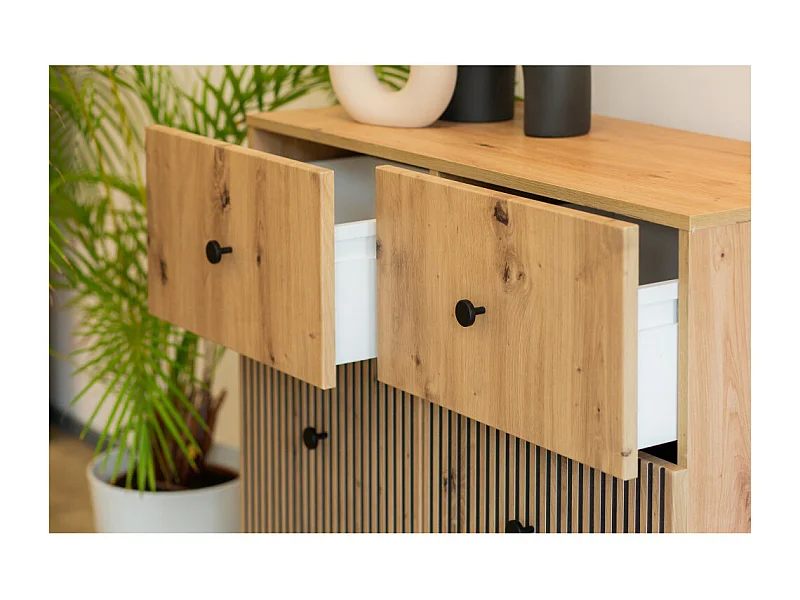 Buffet BERLIN 2 Portes - 2 Tiroirs - 90 cm Chêne