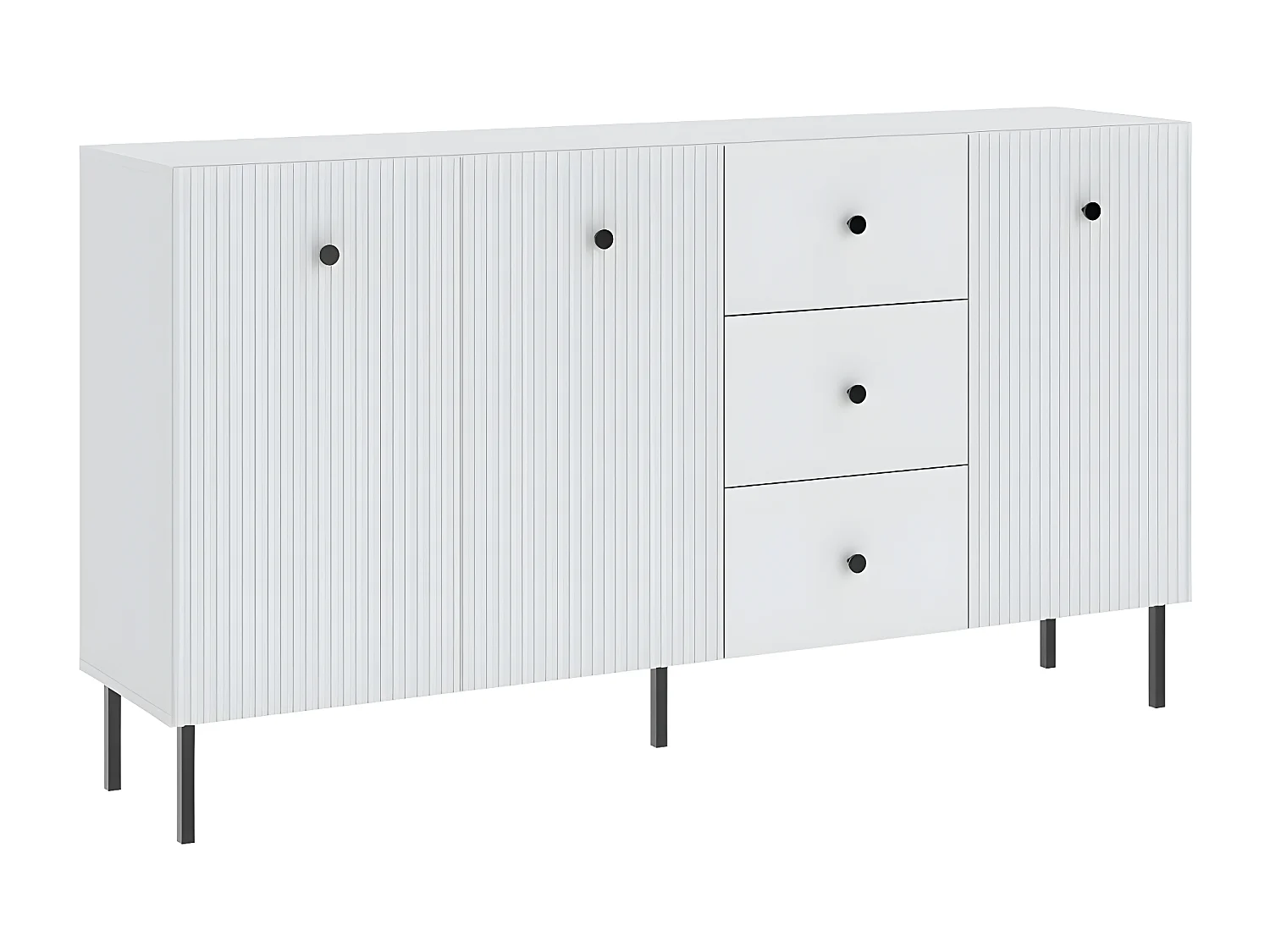 BUFFET BAS VIENA 3 Portes - 3 Tiroirs Blanc - Noir