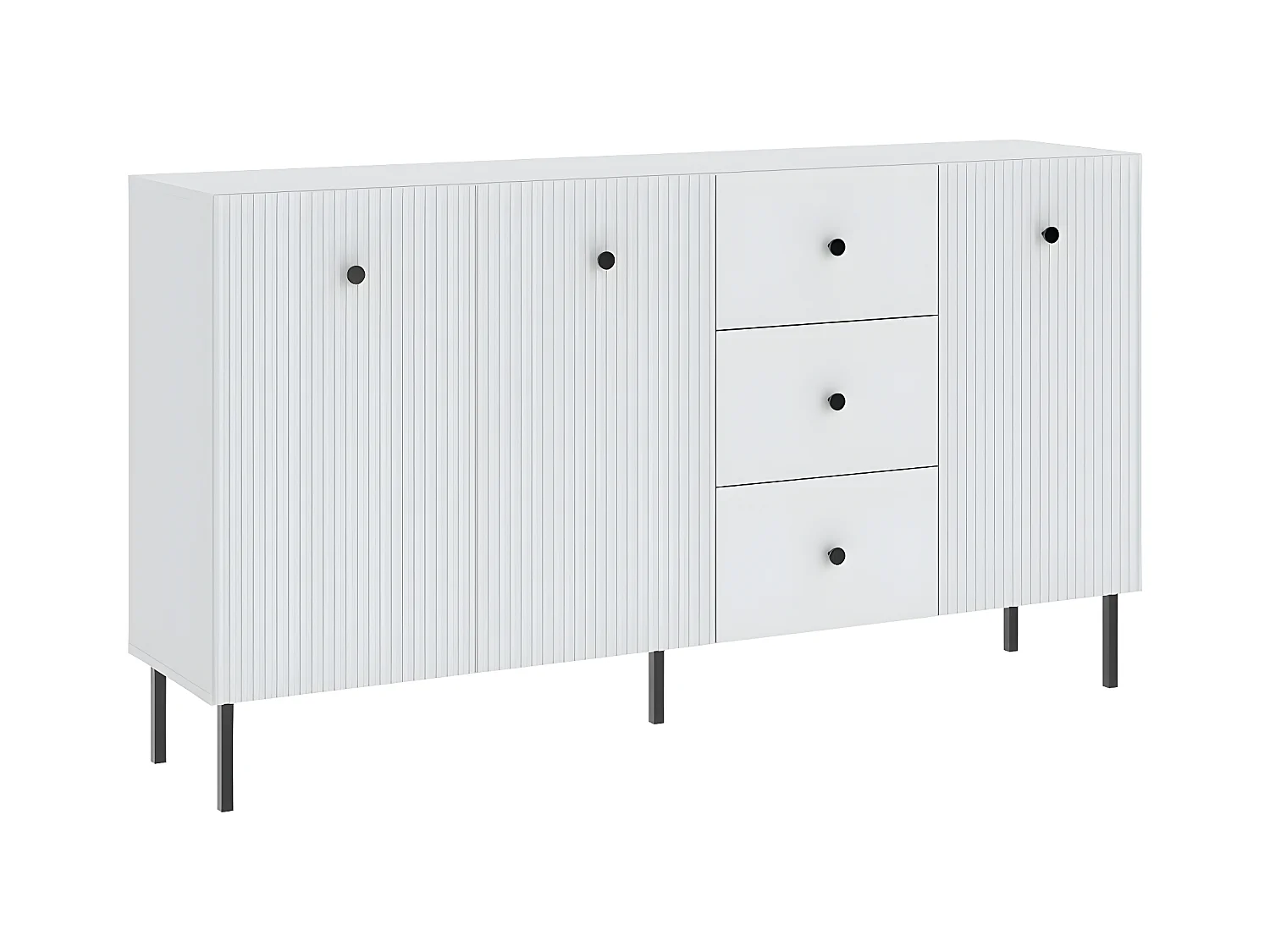 BUFFET BAS VIENA 3 Portes - 3 Tiroirs Blanc - Noir