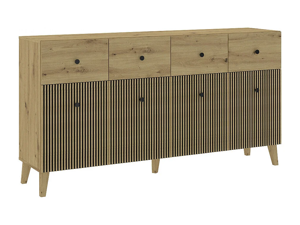 BUFFET BAS BERLIN 4 Portes - 4 Tiroirs Chêne