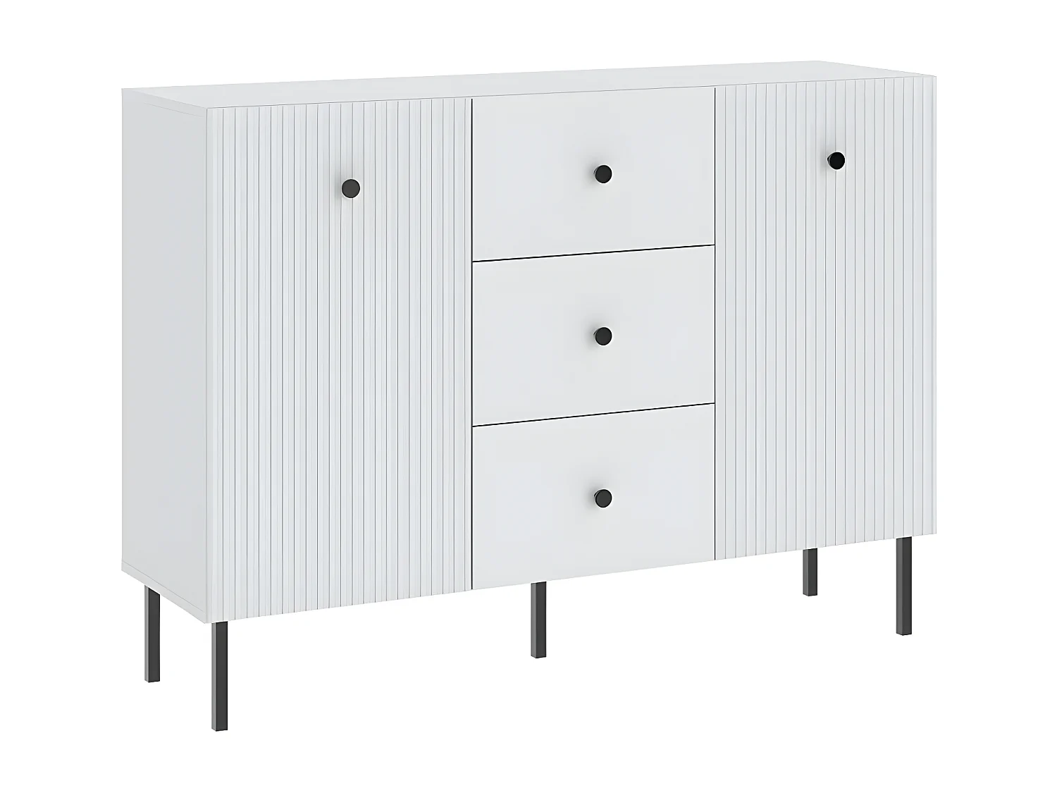 BUFFET BAS VIENA 2 Portes - 3 Tiroirs Blanc - Noir