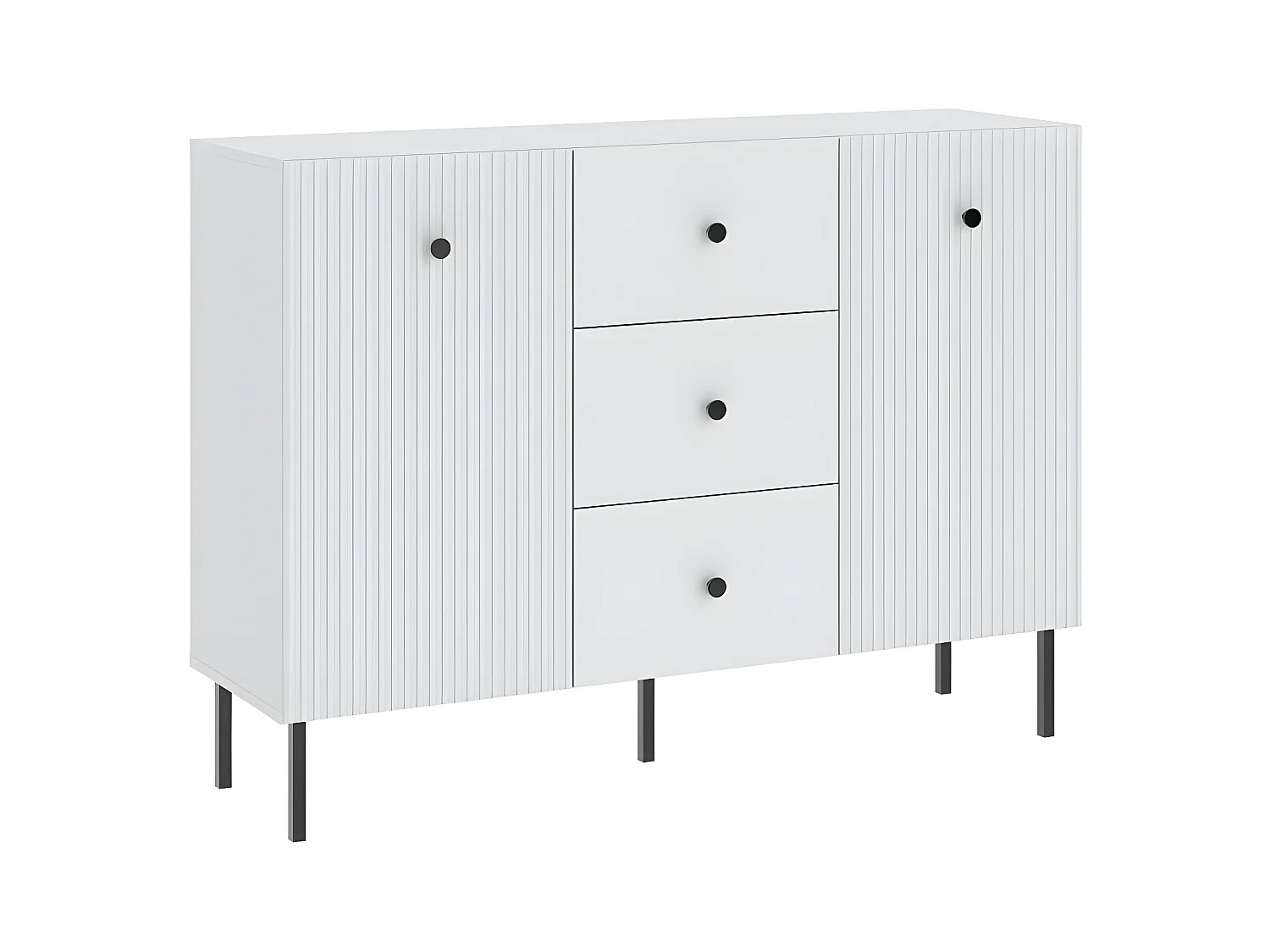 BUFFET BAS VIENA 2 Portes - 3 Tiroirs Blanc - Noir