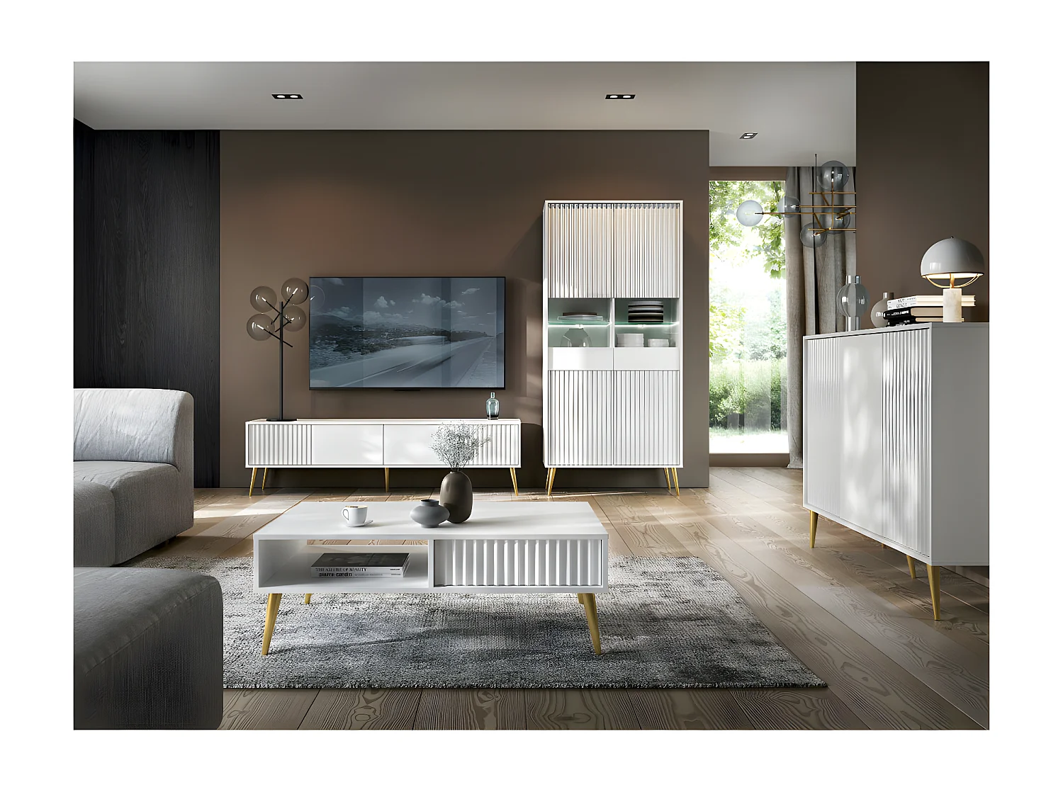 Buffet BARCELONA - 1 Porte - 3 Tiroirs Blanc