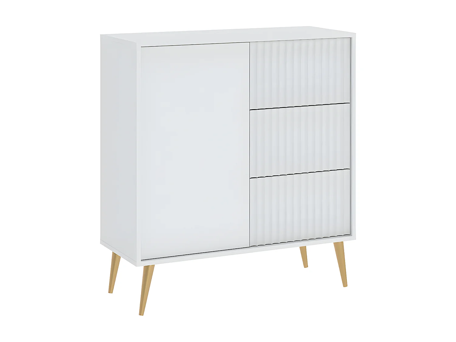 Buffet BARCELONA - 1 Porte - 3 Tiroirs Blanc