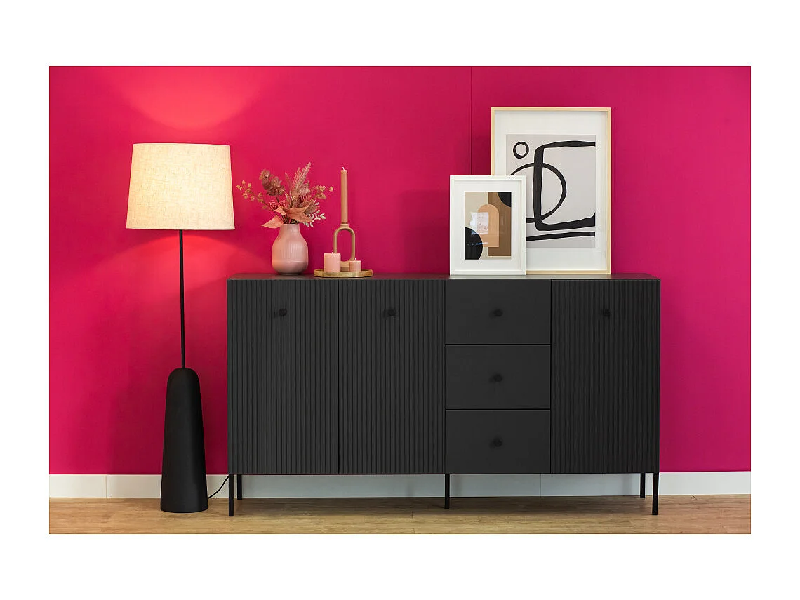 BUFFET BAS VIENA 3 Portes - 3 Tiroirs Gris