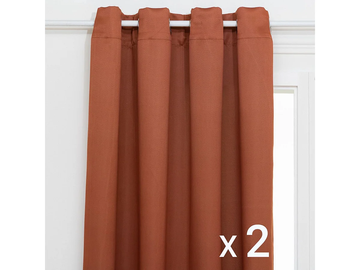 Lot de 2 Rideaux à œillet  Occultant Terracotta 140 x 260 cm