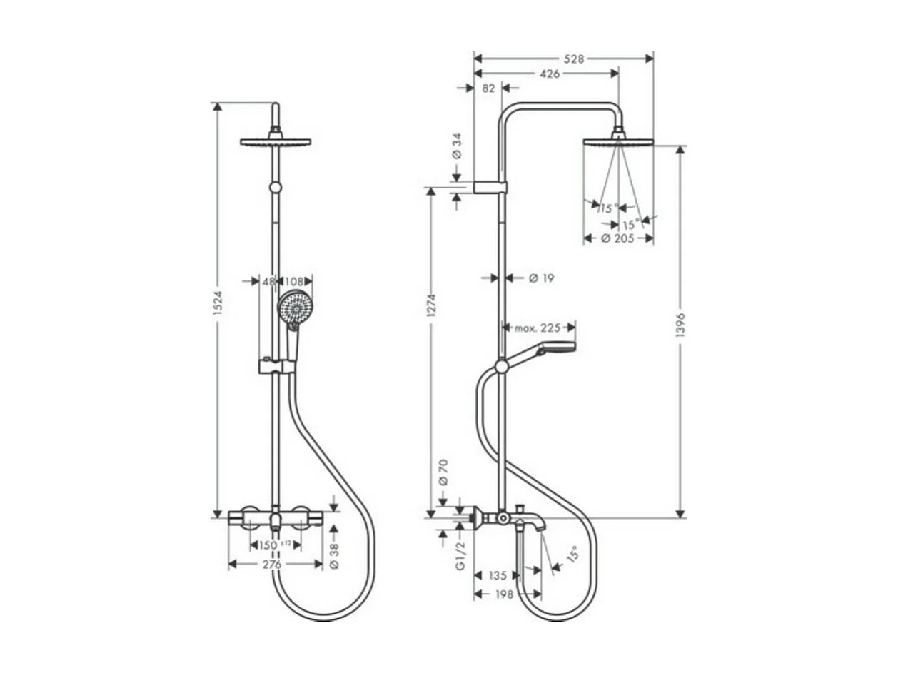 Colonne bain douche thermostatique HANSGROHE Vernis Blend 200 EcoSmart chromée + nettoyant Briochin