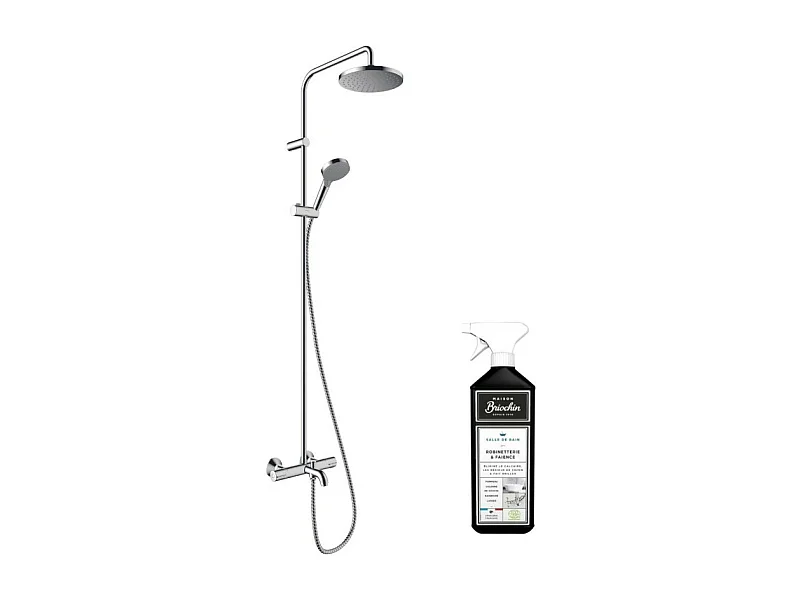 Colonne bain douche thermostatique HANSGROHE Vernis Blend 200 EcoSmart chromée + nettoyant Briochin