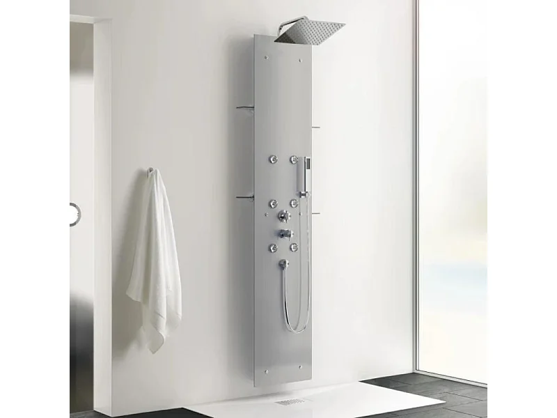 Colonne de douche hydromassante KINEDO Aquaglass Acier + nettoyant Briochin