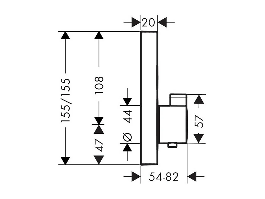 Façade pour mitigeur thermostatique encastré HANSGROHE ShowerSelect avec 2 fonctions bronze brossé et corps encastré iBox