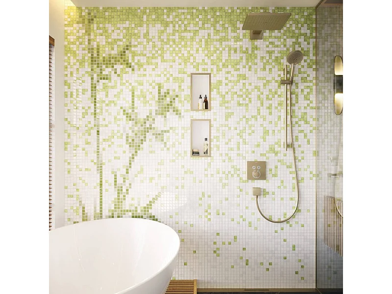 Façade pour mitigeur thermostatique encastré HANSGROHE ShowerSelect avec 2 fonctions bronze brossé et corps encastré iBox