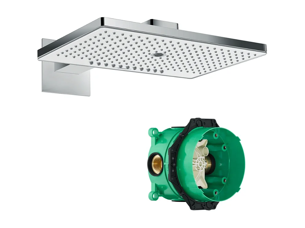 HANSGROHE Douche de tête 460 3jet avec bras de douche blanc/chromé avec corps encastré universel pour robtinetterie Ibox