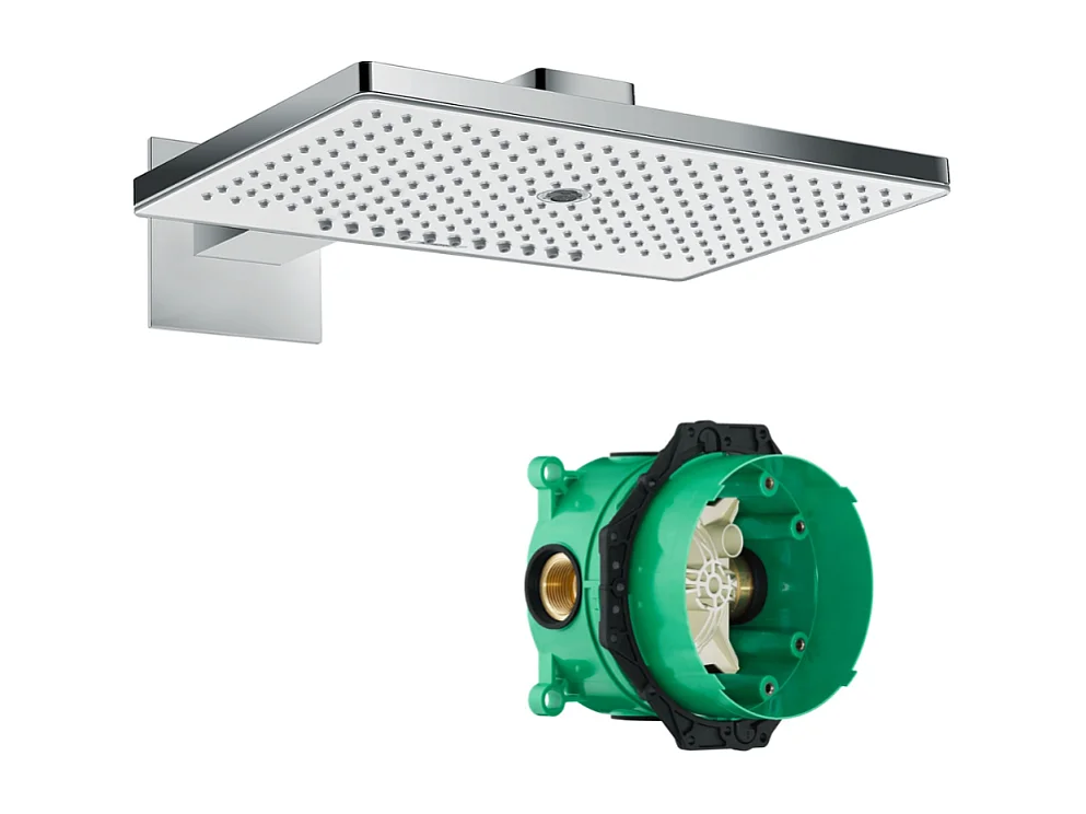 HANSGROHE Douche de tête 460 3jet avec bras de douche blanc/chromé avec corps encastré universel pour robtinetterie Ibox