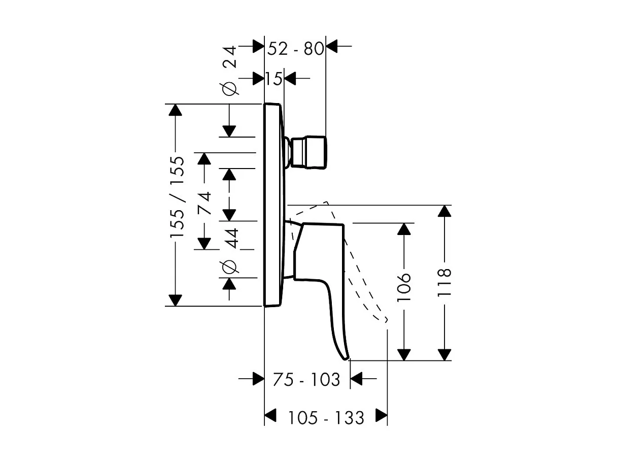 HANSGROHE Façade Metris mitigeur bain douche encastré Chromé avec corps encastré et outil