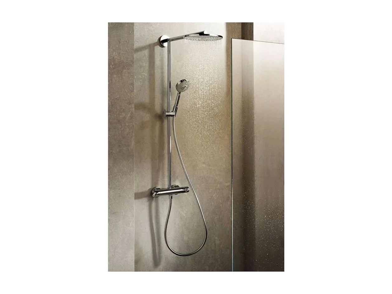 Colonne de douche thermostatique HANSGROHE Raindance S 300 chromé + tablette AddStoris
