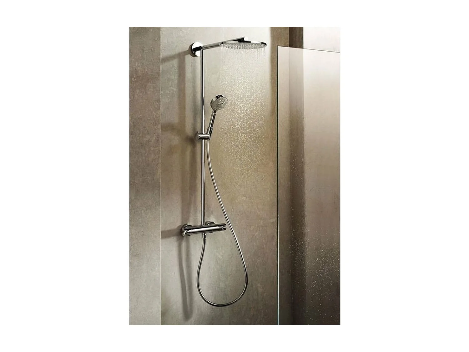 Colonne de douche thermostatique HANSGROHE Raindance S 300 chromé + tablette AddStoris