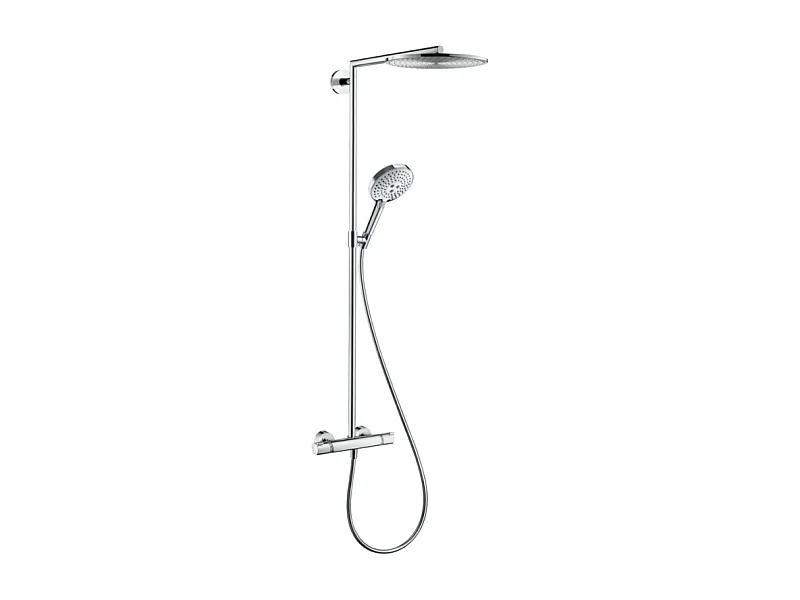 Colonne de douche thermostatique HANSGROHE Raindance S 300 chromé + tablette AddStoris