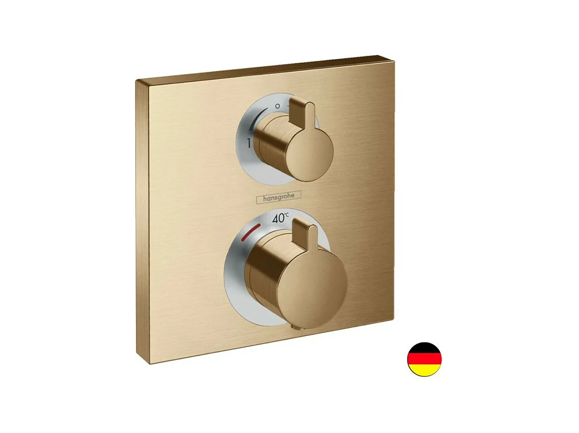 HANSGROHE Façade pour mitigeur thermostatique encastré Ecostat Square avec robinet d'arrêt et inverseur bronze brossé