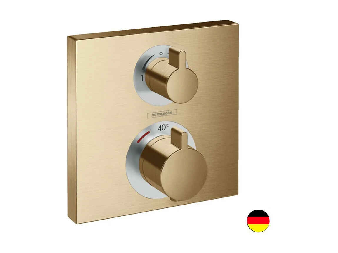 HANSGROHE Façade pour mitigeur thermostatique encastré Ecostat Square avec robinet d'arrêt et inverseur bronze brossé